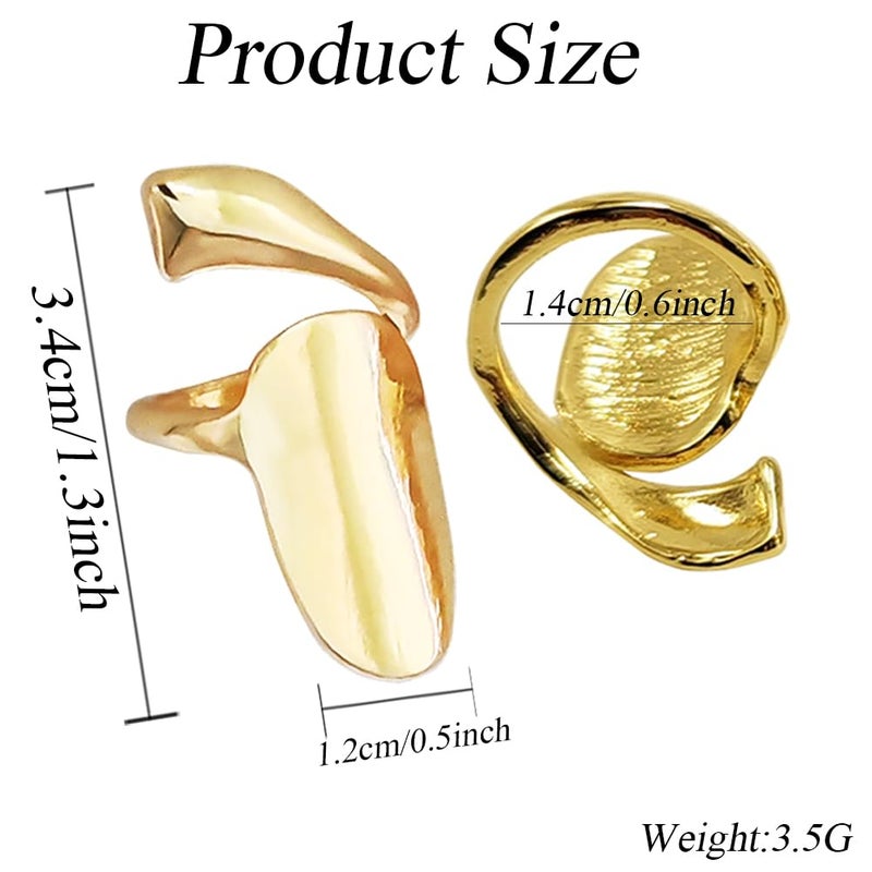 Elandy 6 PCS Wome Fashion Finger Nail Ring Golden Fingernail Protective Nail Cap Cover Ring Art Tip Cover Nail Metal Decoration For Wedding Travel Party Bar Club Get Together Events (Golden) - Image 2